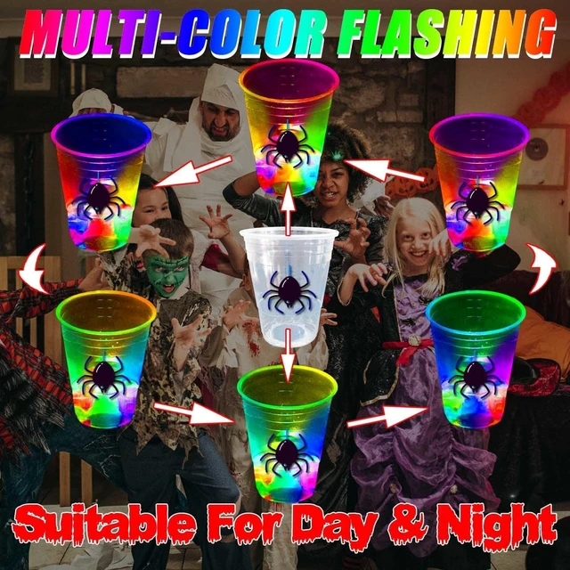 Alt view image 11 of 14 - mishunyus 40 Pcs Glow in The Dark Halloween Party Cups - Pumpkin Bat Ghost Theme, Plastic Drinkware for Adults Party Supplies