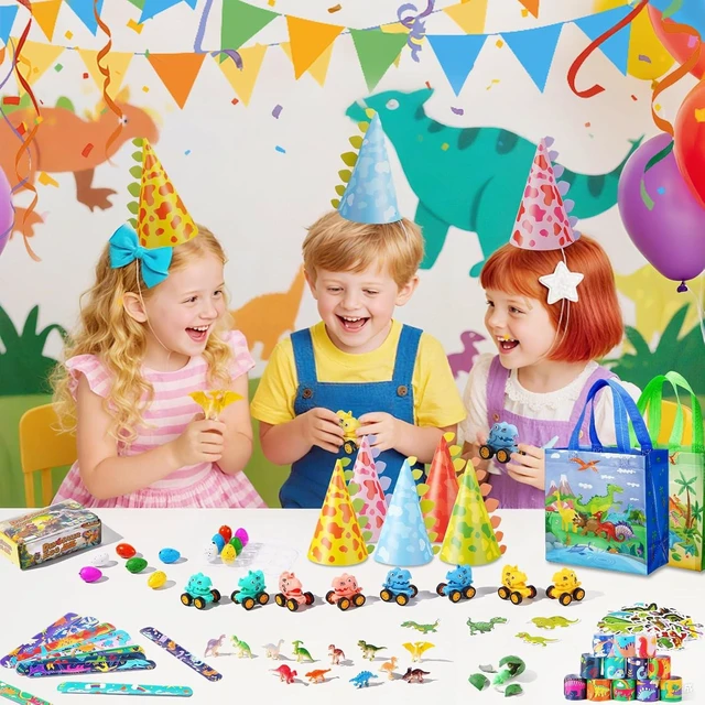 Alt view image 12 of 12 - Vanblue 134Pcs Dinosaur Party Favors Dinosaur Birthday Party Decorations Goodie Bags Stuffers Fillers for Kids Birthday, Themed Party Supplies Classroom Rewards Gifts for Boys