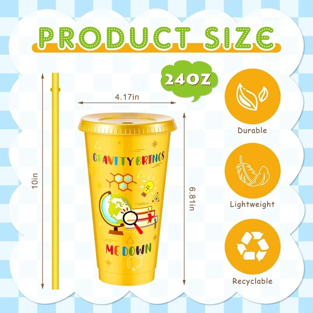 Alt view image 8 of 12 - Uiifan 12 Pcs Science Party Cups Favors 24 oz Plastic Tumbler with Lid and Straw Reusable for Boys Kids Science Birthday Party Supplies Decorations