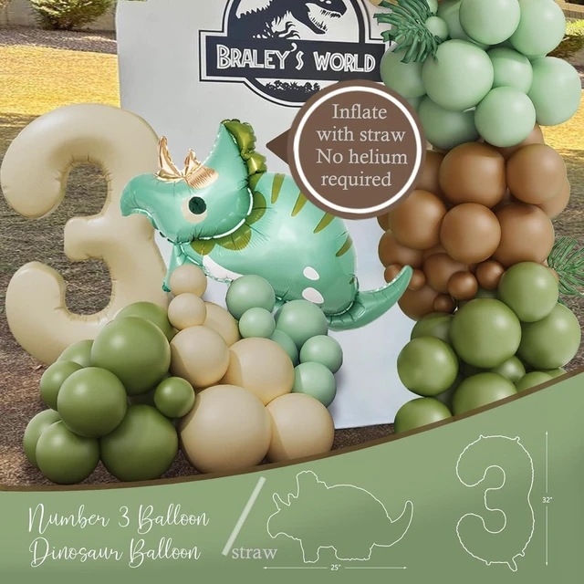 Alt view image 13 of 14 - Three Rex Birthday Party Decorations Boy, Dinosaur 3rd Birthday Party Supplies, Three Rex Backdrop Tablecloth Fringe Curtain Balloon Arch Cake Topper Birthday Banner Hat