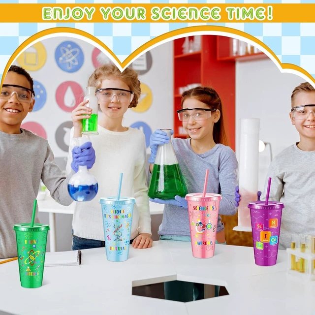 Alt view image 11 of 12 - Uiifan 12 Pcs Science Party Cups Favors 24 oz Plastic Tumbler with Lid and Straw Reusable for Boys Kids Science Birthday Party Supplies Decorations
