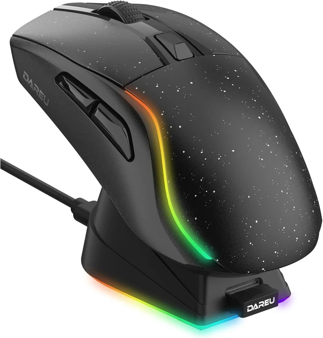 Alt view image 8 of 14 - DAREU A950 Wireless Gaming Mouse with RGB Charging Dock,88g Lightweight Programmable Tri-Mode Wireless Mouse Gaming, Up to 12K DPI,1000Hz,120Hrs Playtime with RGB Backlit, Great for PC, Mac