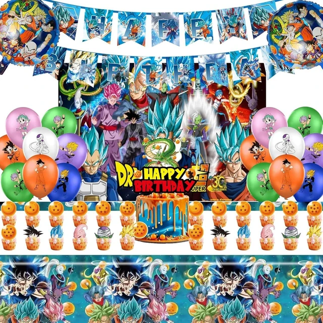 Alt view image 6 of 10 - 44PCS Dragon Ball Birthday Party Supplies: Banner, Cake Topper, Tablecloth, Backdrop, Cupcake Toppers, Balloons, Aluminum Balloons