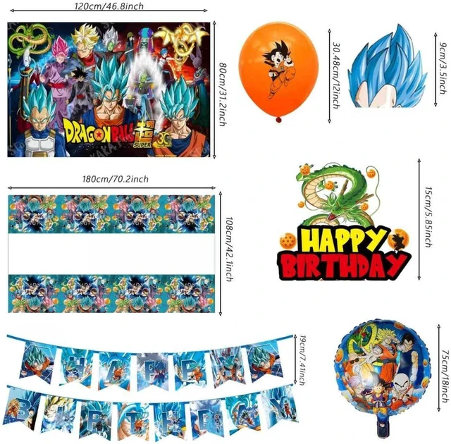 Alt view image 7 of 10 - 44PCS Dragon Ball Birthday Party Supplies: Banner, Cake Topper, Tablecloth, Backdrop, Cupcake Toppers, Balloons, Aluminum Balloons
