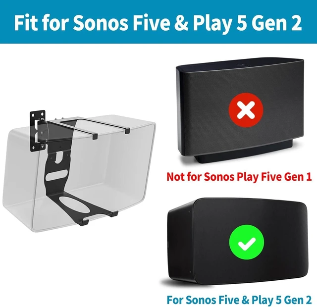Alt view image 9 of 14 - notiela Speaker Wall Mount for Sonos Five & Play 5 Gen 2 Speaker Mount, Tilt & Swivel Adjustable Wall Bracket for Sonos Play:5 and Sonos Five Wall Mount, Black