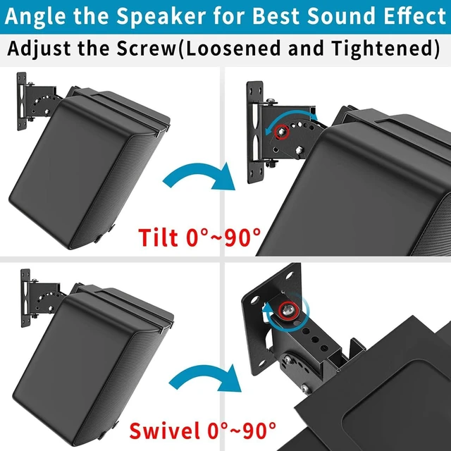 Alt view image 10 of 14 - notiela Speaker Wall Mount for Sonos Five & Play 5 Gen 2 Speaker Mount, Tilt & Swivel Adjustable Wall Bracket for Sonos Play:5 and Sonos Five Wall Mount, Black