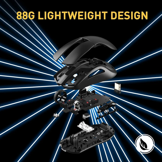 Alt view image 13 of 14 - DAREU A950 Wireless Gaming Mouse with RGB Charging Dock,88g Lightweight Programmable Tri-Mode Wireless Mouse Gaming, Up to 12K DPI,1000Hz,120Hrs Playtime with RGB Backlit, Great for PC, Mac