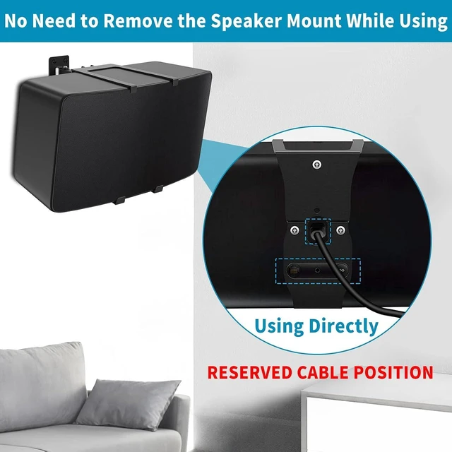 Alt view image 12 of 14 - notiela Speaker Wall Mount for Sonos Five & Play 5 Gen 2 Speaker Mount, Tilt & Swivel Adjustable Wall Bracket for Sonos Play:5 and Sonos Five Wall Mount, Black