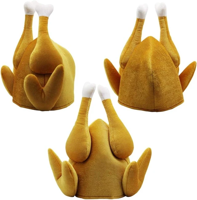 Alt view image 8 of 14 - yosager 3 Pack Men's Roasted Turkey Hat, Thanksgiving Halloween Turkey Costume Funny Hat for Christmas Holiday Party Favors Party Supplies