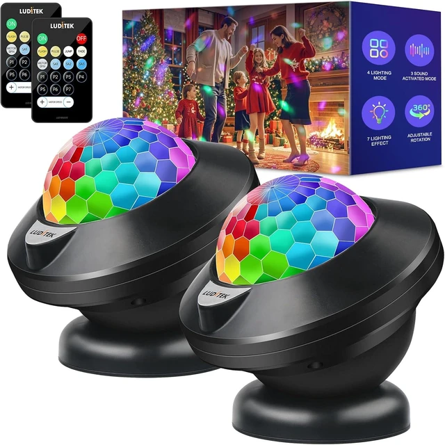 Alt view image 8 of 14 - Luditek 2-Pack Party Karaoke Lights with Remote for Kids Party Supplies Dancing Birthday Decorations, USB Powered 6 Light Colors, Boys Toys Gifts for Christmas Party Decorations Home Room