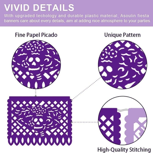 Alt view image 10 of 14 - Asoulin 6PCS Mexican Party Banners, Cinco De Mayo Decoration Fiesta Party Decoration, Mexican Themed Party Decor 5 De Mayo Banner Plastic Papel Picado, Mexico Birthday Party Supplies -12 Patterns/90FT