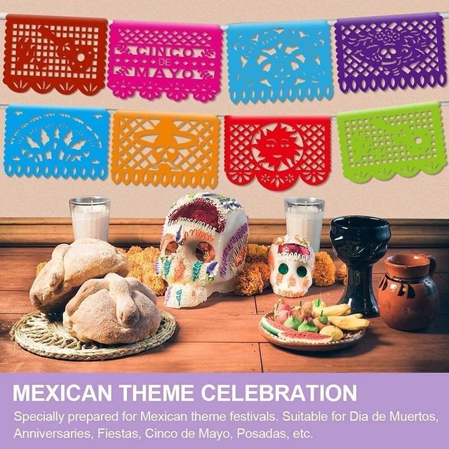 Alt view image 12 of 14 - Asoulin 6PCS Mexican Party Banners, Cinco De Mayo Decoration Fiesta Party Decoration, Mexican Themed Party Decor 5 De Mayo Banner Plastic Papel Picado, Mexico Birthday Party Supplies -12 Patterns/90FT