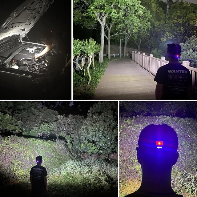 Alt view image 10 of 14 - DARKBEAM Hard hat Headlamp COB LED Floodlight with Red Light USB Rechargeable 2000 Lumen - Car Maintenance and Night Construction - Included Rechargeable Battery Last for 6-10 Hours