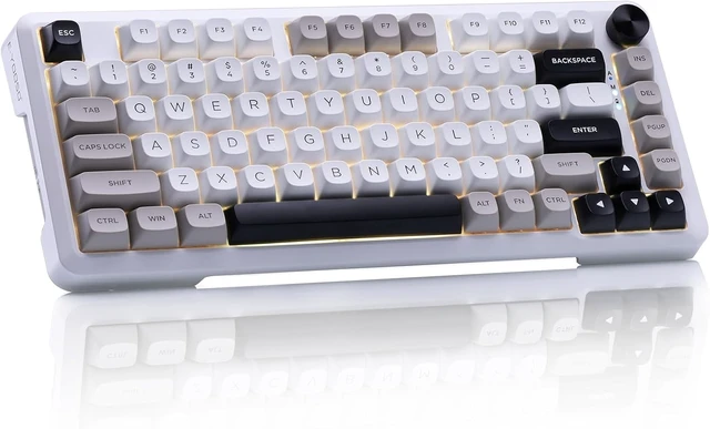 Alt view image 8 of 14 - E-YOOSO Z-82 Wireless Mechanical Keyboard, 75% Layout, Hot-Swap Wireless Gaming Keyboard, BT/2.4GHz/Type-C Triple Mode, RGB Backlit Gaming Keyboards, Compatible with Win/Mac (White&Gray&Black)