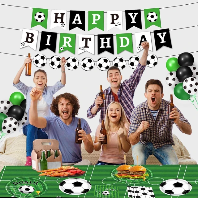Alt view image 14 of 14 - 170 PCS Soccer Party Decorations, Soccer Birthday Party Decorations - Includes Plates, Napkins, Cups, Banner, Balloons, Tablecloth, Knives, Forks for Sports Soccer Theme Party Decorations, Serve 24