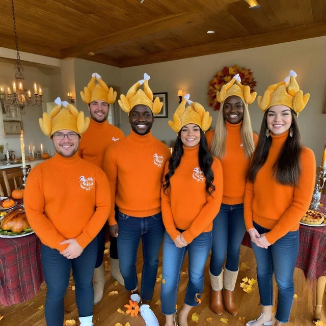 Alt view image 9 of 14 - yosager 3 Pack Men's Roasted Turkey Hat, Thanksgiving Halloween Turkey Costume Funny Hat for Christmas Holiday Party Favors Party Supplies