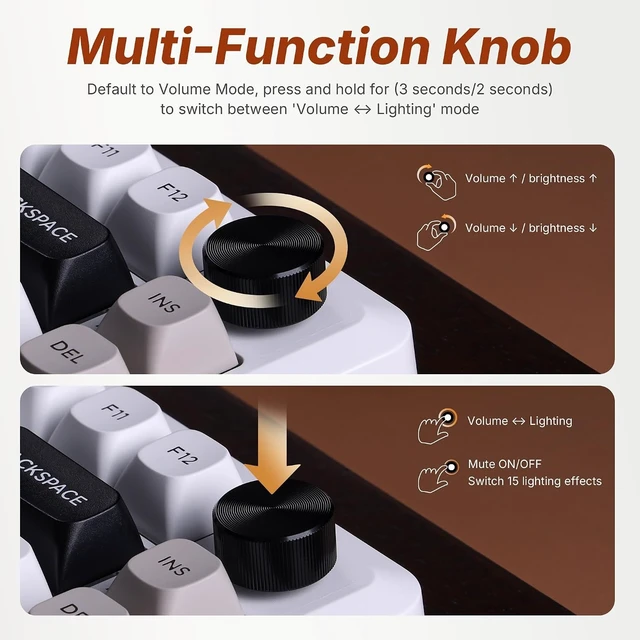 Alt view image 13 of 14 - E-YOOSO Z-82 Wireless Mechanical Keyboard, 75% Layout, Hot-Swap Wireless Gaming Keyboard, BT/2.4GHz/Type-C Triple Mode, RGB Backlit Gaming Keyboards, Compatible with Win/Mac (White&Gray&Black)