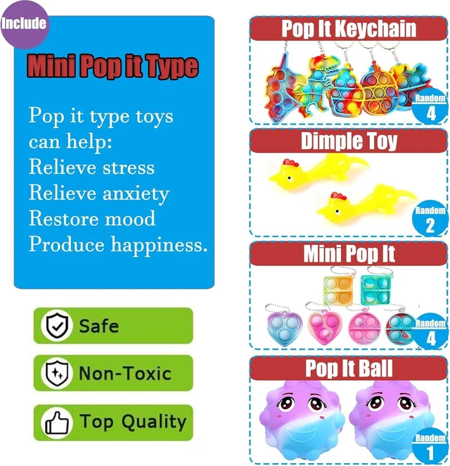 Alt view image 10 of 14 - Leeche Premium Pop Party Favors Toys for kids,107PCS Prize Box Toys for All Ages kids,Birthday Party, School Classroom Rewards, Carnival Prizes, Pinata Fillers, Treasure Chest, Goody Bag Fillers