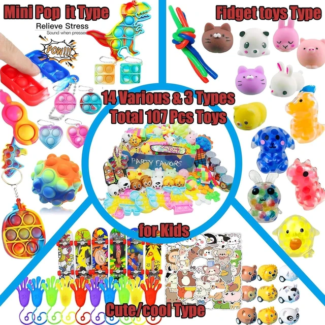 Alt view image 9 of 14 - Leeche Premium Pop Party Favors Toys for kids,107PCS Prize Box Toys for All Ages kids,Birthday Party, School Classroom Rewards, Carnival Prizes, Pinata Fillers, Treasure Chest, Goody Bag Fillers
