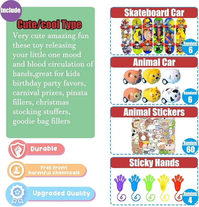 Alt view image 12 of 14 - Leeche Premium Pop Party Favors Toys for kids,107PCS Prize Box Toys for All Ages kids,Birthday Party, School Classroom Rewards, Carnival Prizes, Pinata Fillers, Treasure Chest, Goody Bag Fillers