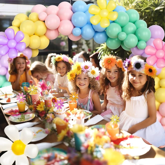 Alt view image 13 of 14 - Party Inspo Daisy Party Decorations for Girl, Pastel Rainbow Girly Flower Groovy Boho Birthday Party Decorations, Balloon Garland Fringe Curtain Happy Birthday Banner Cake Cupcake Topper, 184 PCs
