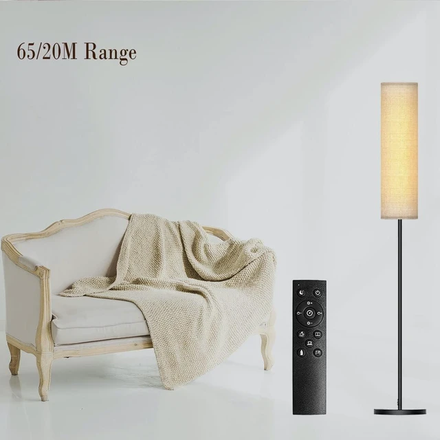 Alt view image 11 of 14 - Floor Lamp for Living Room, Adjustable LED Floor Lamp with Remote Control, Tall Modern Standing Lamp with Beige Lamp Shade, 12W LED Soft Light for Bedroom,Reading, Study Room Black