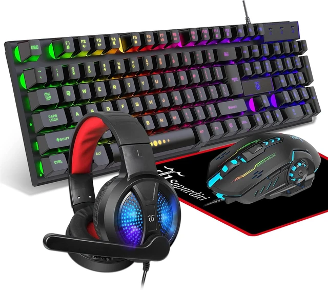 Alt view image 7 of 12 - Gaming Keyboard and Mouse,Headphones,Mouse padAll in One Combo for PC Gamers and Xbox and PS4 Users