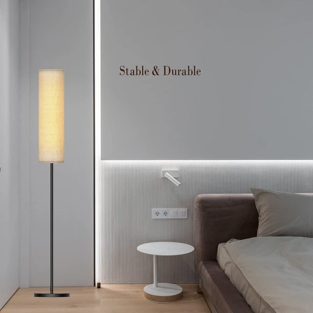 Alt view image 14 of 14 - Floor Lamp for Living Room, Adjustable LED Floor Lamp with Remote Control, Tall Modern Standing Lamp with Beige Lamp Shade, 12W LED Soft Light for Bedroom,Reading, Study Room Black