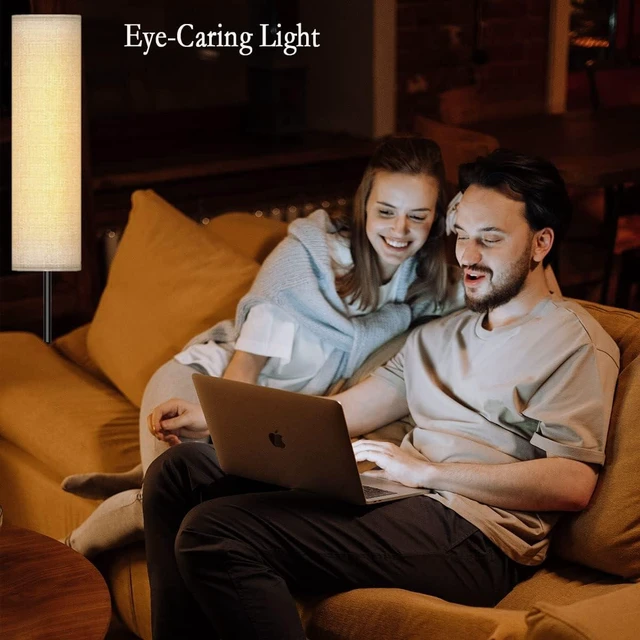Alt view image 9 of 14 - Floor Lamp for Living Room, Adjustable LED Floor Lamp with Remote Control, Tall Modern Standing Lamp with Beige Lamp Shade, 12W LED Soft Light for Bedroom,Reading, Study Room Black