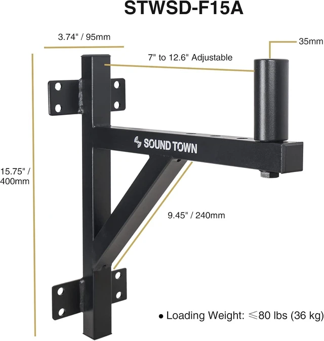 Alt view image 7 of 8 - Sound Town 2-Pack Wall Mount Speaker Brackets, Fits 35mm Speaker Mounts (STWSD-F15A-PAIR)
