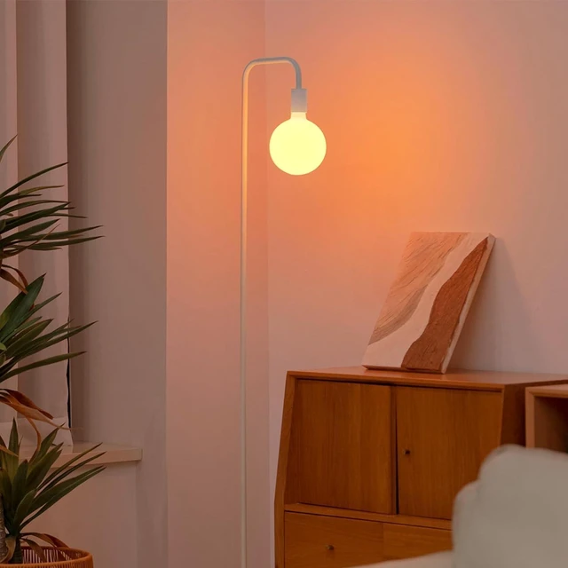 Alt view image 8 of 14 - ONEWISH Floor Lamp for Living Room - Minimalist Standing Lamp with Modern LED Bulb, White Frosted Globe Glass 6", 1800K Warm Ambiant Lighting Decorative Tall Lamp for Bedroom Dorm