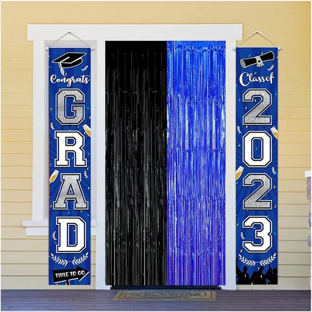 Alt view image 9 of 14 - Black Blue Party Decorations Backdrops, Gaming Party Foil Fringe, 2026 Graduation Black Blue Curtains Backdrops for Boys Birthday New Year Baby Shower Gamer Fan Party Decorations (3 Pack)