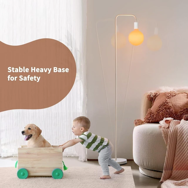 Alt view image 11 of 14 - ONEWISH Floor Lamp for Living Room - Minimalist Standing Lamp with Modern LED Bulb, White Frosted Globe Glass 6", 1800K Warm Ambiant Lighting Decorative Tall Lamp for Bedroom Dorm