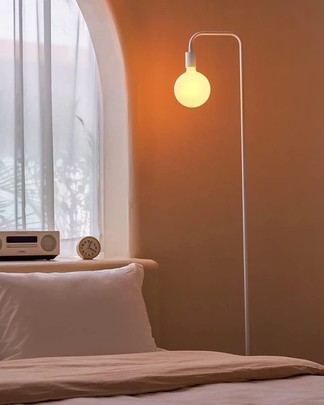 Alt view image 14 of 14 - ONEWISH Floor Lamp for Living Room - Minimalist Standing Lamp with Modern LED Bulb, White Frosted Globe Glass 6", 1800K Warm Ambiant Lighting Decorative Tall Lamp for Bedroom Dorm