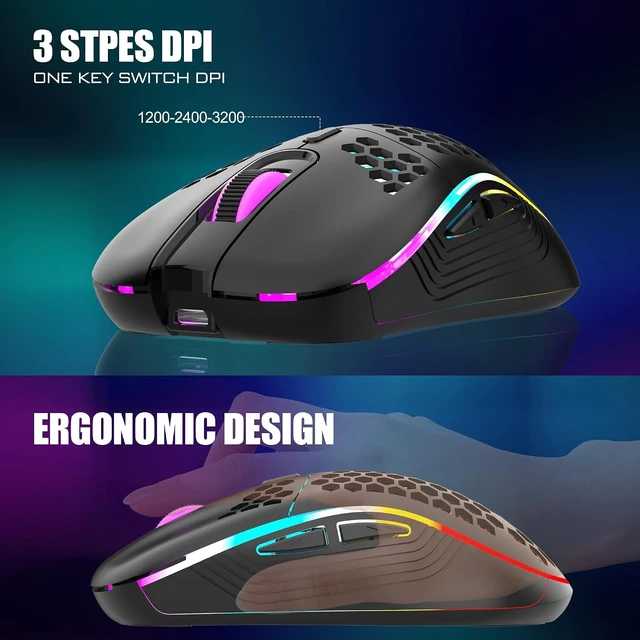 Alt view image 10 of 14 - RedThunder 60% Wireless Gaming Keyboard & Mouse Combo with Rechargeable Battery, Ultra-Compact Small RGB Mechanical Feel Keyboard, Ergonomic Lightweight Honeycomb Optical Mouse for Gaming/Business