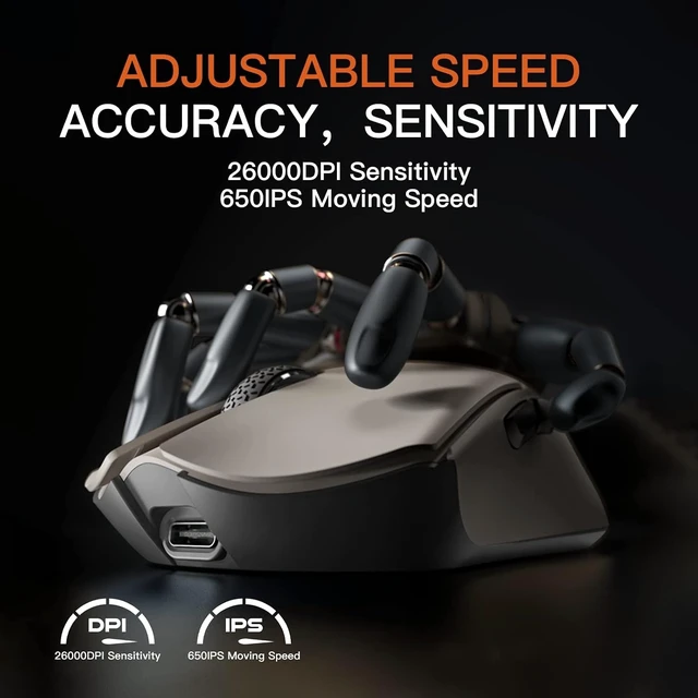 Alt view image 10 of 12 - Darmoshark M3 8K Wireless Gaming Mouse,Tri-Mode 2.4G/USB-C/Bluetooth Mouse Up to 26000DPI,PAW3395 Optical Sensor Lightweight 58g,5 programmable Button,Computer Mouse for Laptop,PC,Mac
