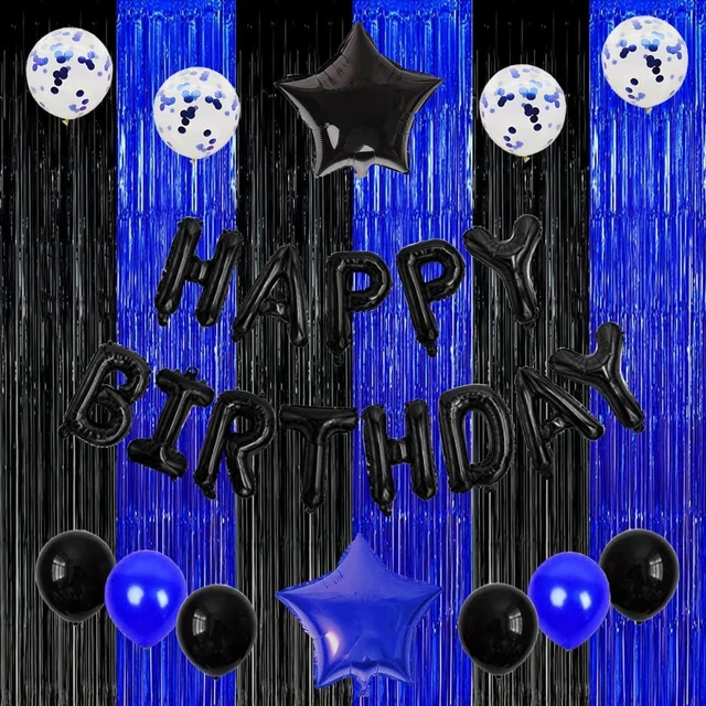 Alt view image 11 of 14 - Black Blue Party Decorations Backdrops, Gaming Party Foil Fringe, 2026 Graduation Black Blue Curtains Backdrops for Boys Birthday New Year Baby Shower Gamer Fan Party Decorations (3 Pack)
