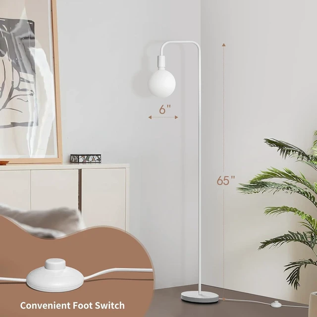 Alt view image 12 of 14 - ONEWISH Floor Lamp for Living Room - Minimalist Standing Lamp with Modern LED Bulb, White Frosted Globe Glass 6", 1800K Warm Ambiant Lighting Decorative Tall Lamp for Bedroom Dorm