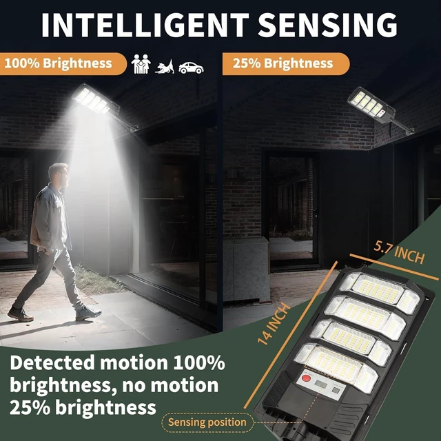 Alt view image 12 of 14 - Solar Flood Lights Outdoor LED: 2 Pack Solar Street Lights Outdoor Waterproof Dusk to Dawn 12000 Lumen Solar Powered Wall Mount Lamp Motion Sensor Security Remote Control for Yard Parking Driveway