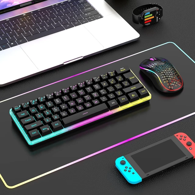 Alt view image 14 of 14 - RedThunder 60% Wireless Gaming Keyboard & Mouse Combo with Rechargeable Battery, Ultra-Compact Small RGB Mechanical Feel Keyboard, Ergonomic Lightweight Honeycomb Optical Mouse for Gaming/Business