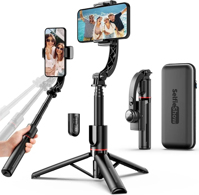 Alt view image 8 of 14 - Smartphone Gimbal Stabilizer with Remote, Aluminum Extendable Selfie Stick Tripod, 360° Automatic Rotation, Auto Balance for Live Video Recording, Vlogging, YouTube Compatible with iPhone and Android