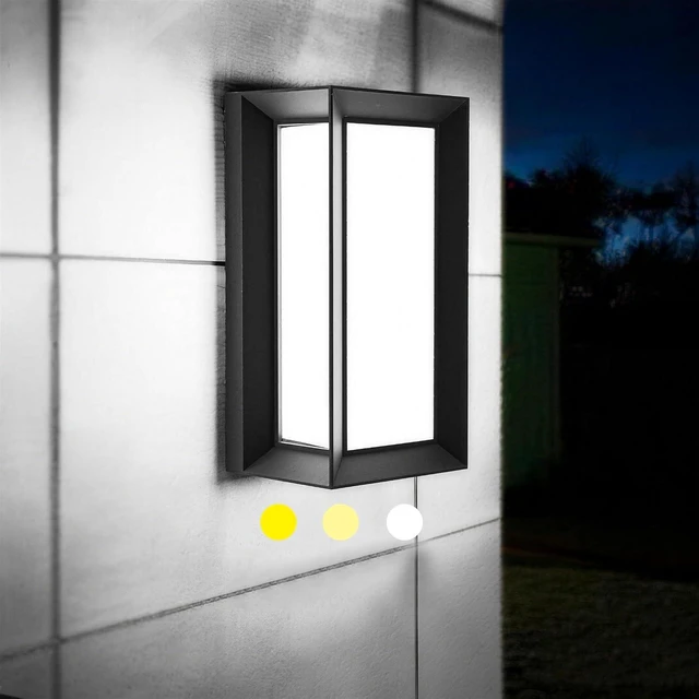 Alt view image 8 of 14 - Sytmhoe Outdoor Wall-Porch-Light, Modern Exterior LED Wall Sconce,24W-Led Matte Black Exterior Wall Fixtures,Mounted Wall Patio Lamps,3-Color-Changeable for Garage Walkway Backyard Garden
