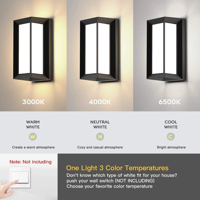 Alt view image 9 of 14 - Sytmhoe Outdoor Wall-Porch-Light, Modern Exterior LED Wall Sconce,24W-Led Matte Black Exterior Wall Fixtures,Mounted Wall Patio Lamps,3-Color-Changeable for Garage Walkway Backyard Garden