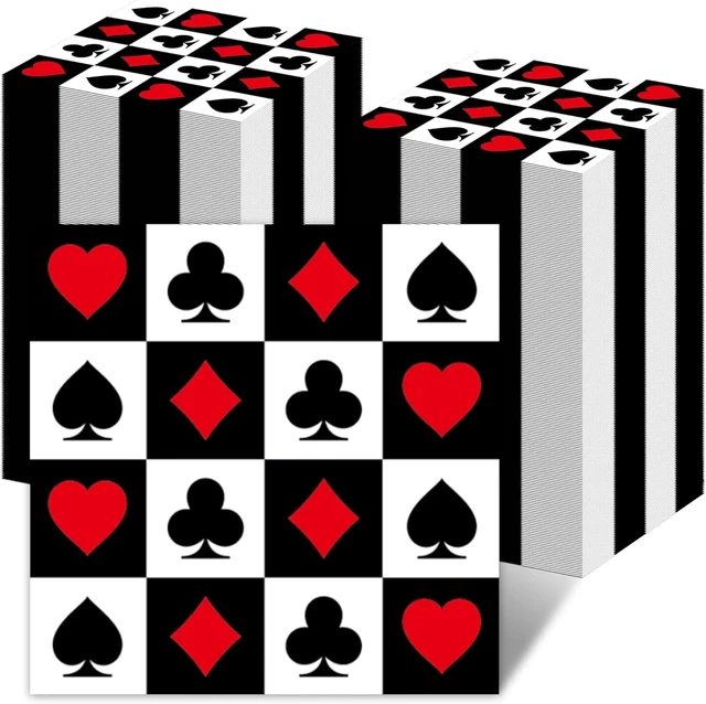 Alt view image 8 of 14 - 200Pcs Casino Poker Card Party Napkins Las Vegas Theme Party Paper Napkins Casino Poker Disposable Party Napkins Set Texas Holdem Paper Luncheon Napkins Casino Poker Card Theme Party Supplies