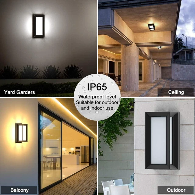Alt view image 13 of 14 - Sytmhoe Outdoor Wall-Porch-Light, Modern Exterior LED Wall Sconce,24W-Led Matte Black Exterior Wall Fixtures,Mounted Wall Patio Lamps,3-Color-Changeable for Garage Walkway Backyard Garden