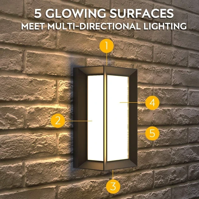 Alt view image 14 of 14 - Sytmhoe Outdoor Wall-Porch-Light, Modern Exterior LED Wall Sconce,24W-Led Matte Black Exterior Wall Fixtures,Mounted Wall Patio Lamps,3-Color-Changeable for Garage Walkway Backyard Garden
