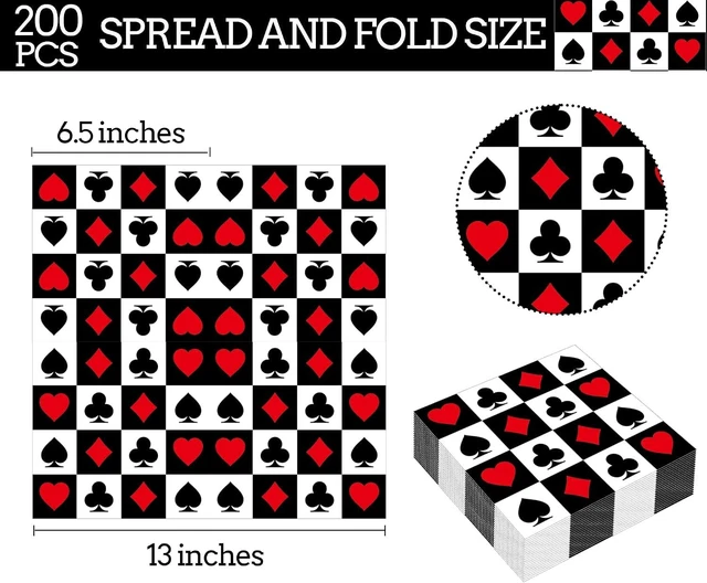 Alt view image 9 of 14 - 200Pcs Casino Poker Card Party Napkins Las Vegas Theme Party Paper Napkins Casino Poker Disposable Party Napkins Set Texas Holdem Paper Luncheon Napkins Casino Poker Card Theme Party Supplies