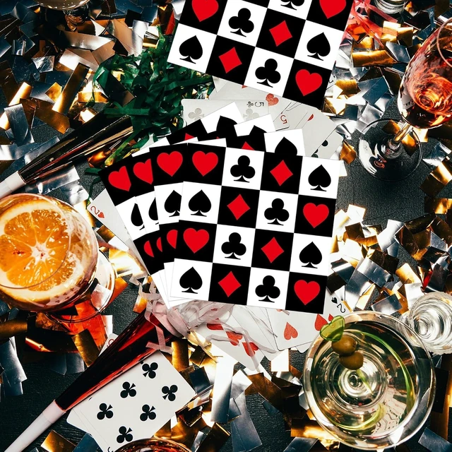 Alt view image 11 of 14 - 200Pcs Casino Poker Card Party Napkins Las Vegas Theme Party Paper Napkins Casino Poker Disposable Party Napkins Set Texas Holdem Paper Luncheon Napkins Casino Poker Card Theme Party Supplies
