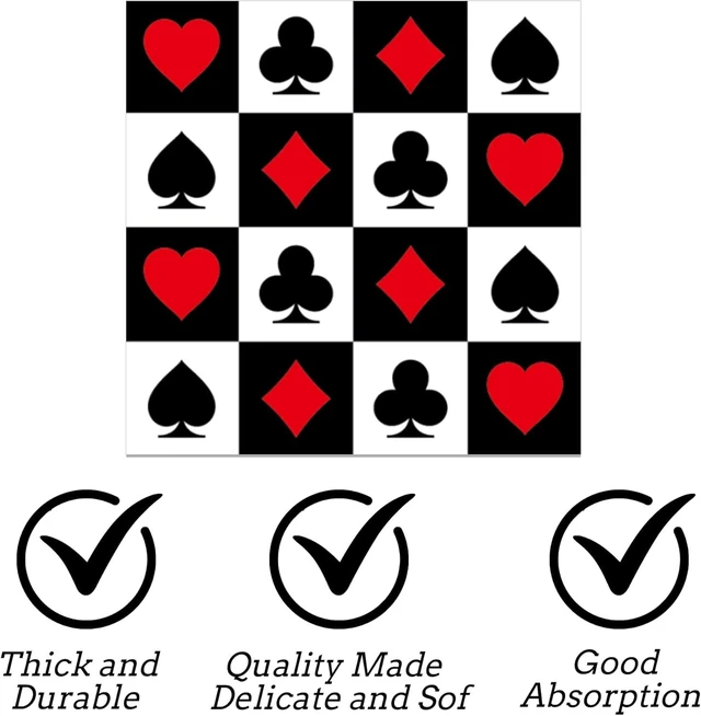 Alt view image 10 of 14 - 200Pcs Casino Poker Card Party Napkins Las Vegas Theme Party Paper Napkins Casino Poker Disposable Party Napkins Set Texas Holdem Paper Luncheon Napkins Casino Poker Card Theme Party Supplies