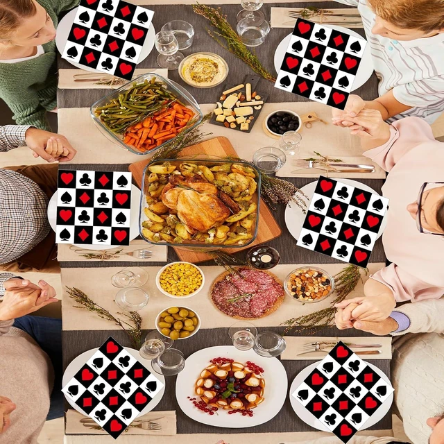 Alt view image 13 of 14 - 200Pcs Casino Poker Card Party Napkins Las Vegas Theme Party Paper Napkins Casino Poker Disposable Party Napkins Set Texas Holdem Paper Luncheon Napkins Casino Poker Card Theme Party Supplies